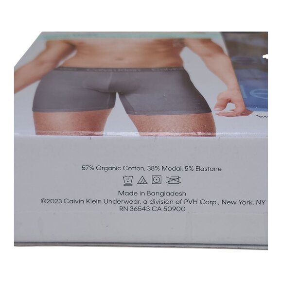 Calvin Klein Mens Boxer Briefs 3 Pack M Cotton Modal Blend Soft Blue Navy - Picture 5 of 8